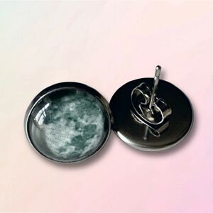 12MM, Glow In The Dark, Moon Stud Earrings